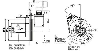 Zeichnung Drehgeber drawing encoder WDGI58D S3