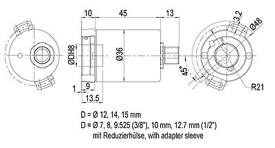 Zeichnung Drehgeber Drawing encoder WDGA36E CB5 K15